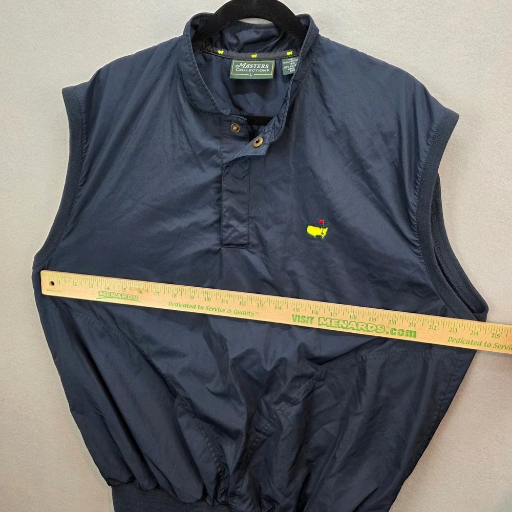 Masters Collection Mens Navy Blue Golf Wind Vest Pullover Masters Embroidered Lg